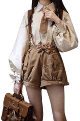 Brown Detective Goose Rivet Buttons Ouji Lolita Blouse